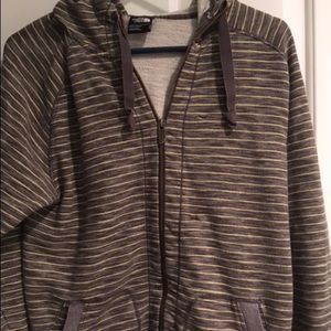 The North Face Men’s Full Zip Hoodie Gray Yellow Stripes Size Small